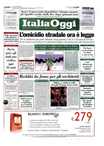 Italia oggi : quotidiano di economia finanza e politica